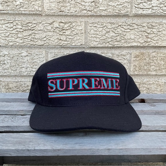 FW16 Supreme Stripes 5 Panel Snapback Hat - Picture 5 of 6